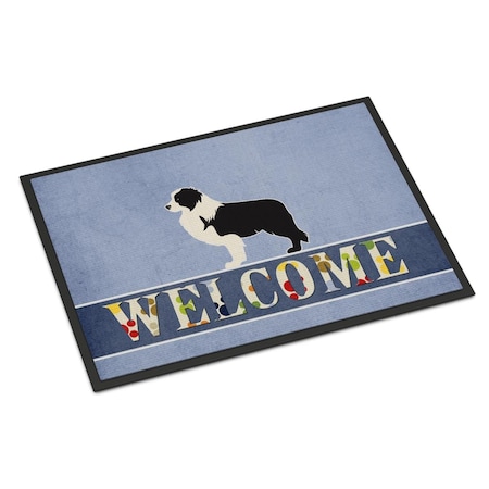 Carolines Treasures 24 x 36 in. Black Border Collie Welcome Indoor or Outdoor Mat BB5527JMAT